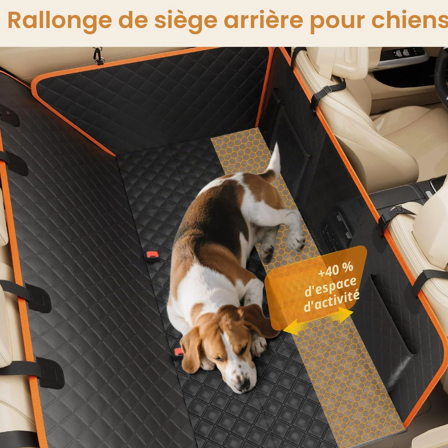 Housse Voiture Chien Pecute 132x62 cm Panneaux durs Support 150 kg Couverture Complète Siège Arrière