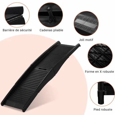 Rampe pour Chien Pliable Tripliable Portable 150x40 cm pour Voiture Camion SUV