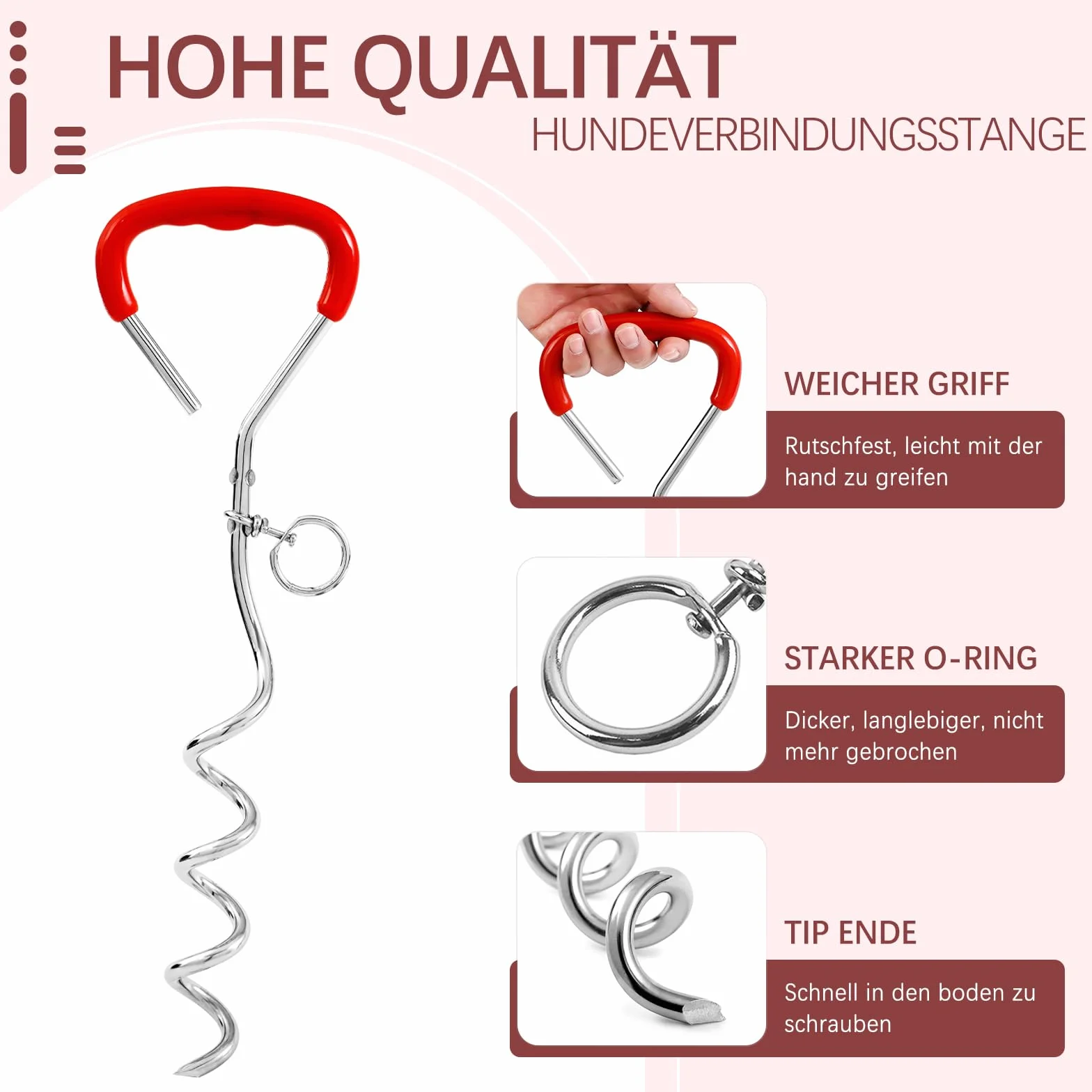 Snagle Paw Piquet de dressage avec laisse 6 m pour chiens moyenne et grande taille