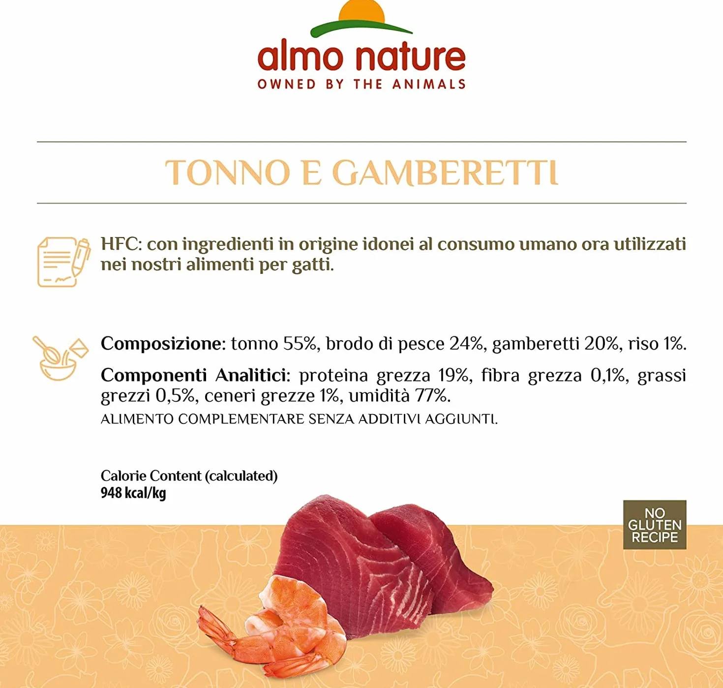 Almo Nature Made in Italy pour Chat – Mega Pack HFC Natural Light Meal avec Thon et crevettes, 4 x 50 g