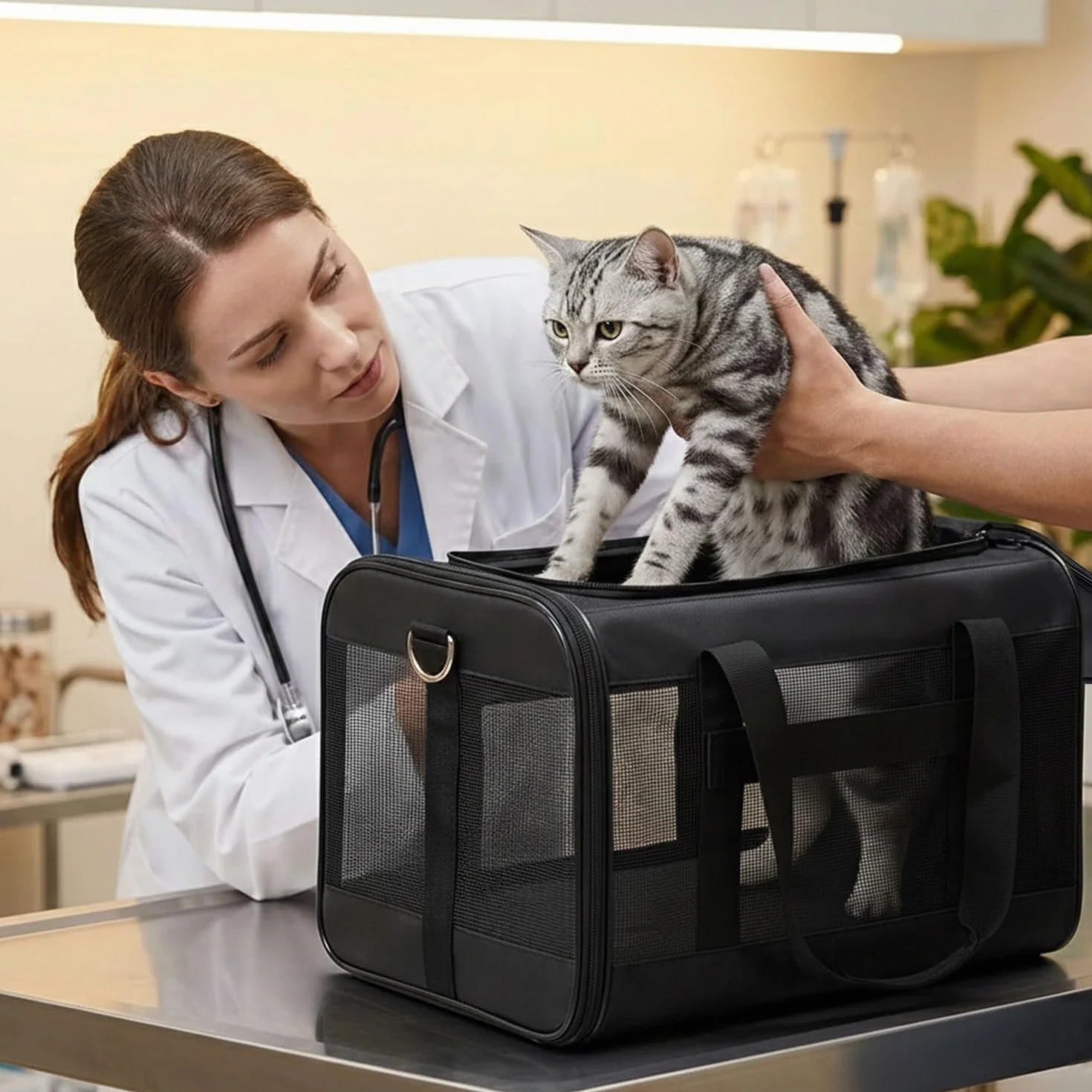Conlun Porte-Chat Approuvé Transport Chien Souple Laisse intérieure Sac Voyage Pliable Noir M