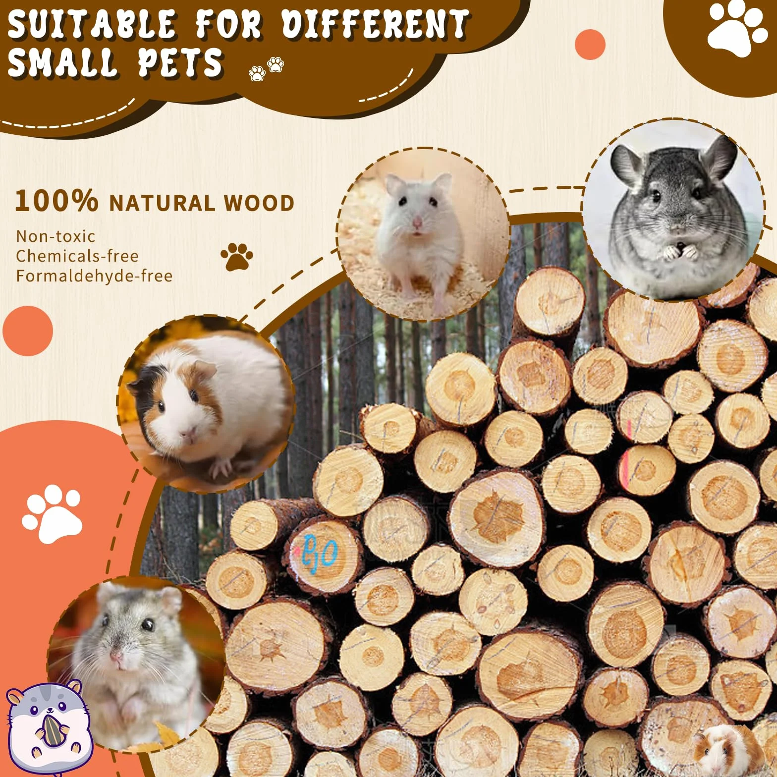 Grande Cabane Cochon d'Inde avec Rampe: Maison Cochon d'Inde avec Rampe 4 Entrées - Accessoires de Jouets pour Cochons d'Inde - Cachette en Bois Petits Animaux de Compagnie, Hamsters Nains (Wood)