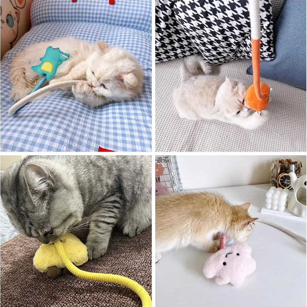 Jouet Chat 4PCS Jouets Interactifs Corde à Taquiner Jouet De Dentition Chaton