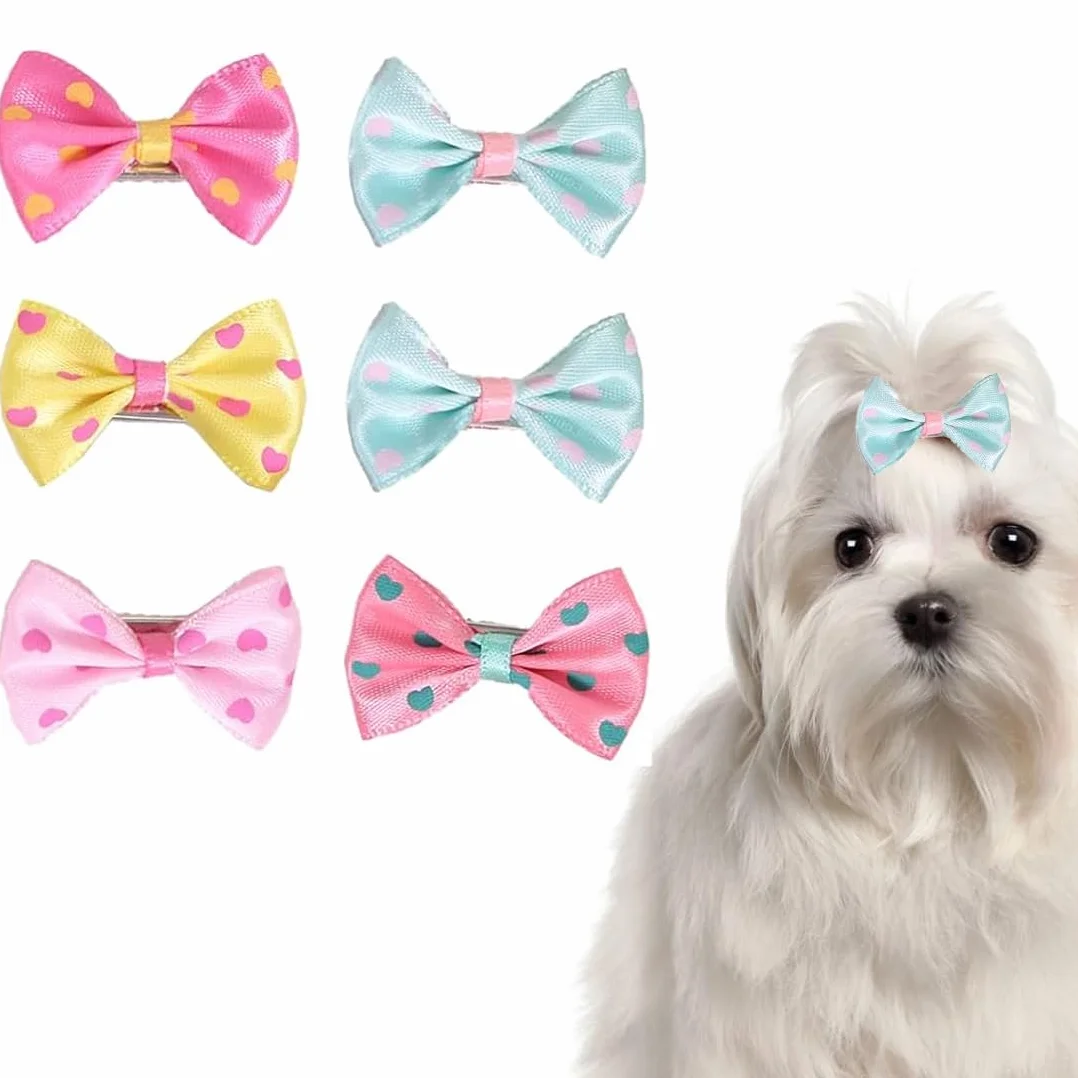 Barrettes pour Chiens 6 Pièces, Accessoires de Toilettage Bowknot pour Petit Chien, Chat