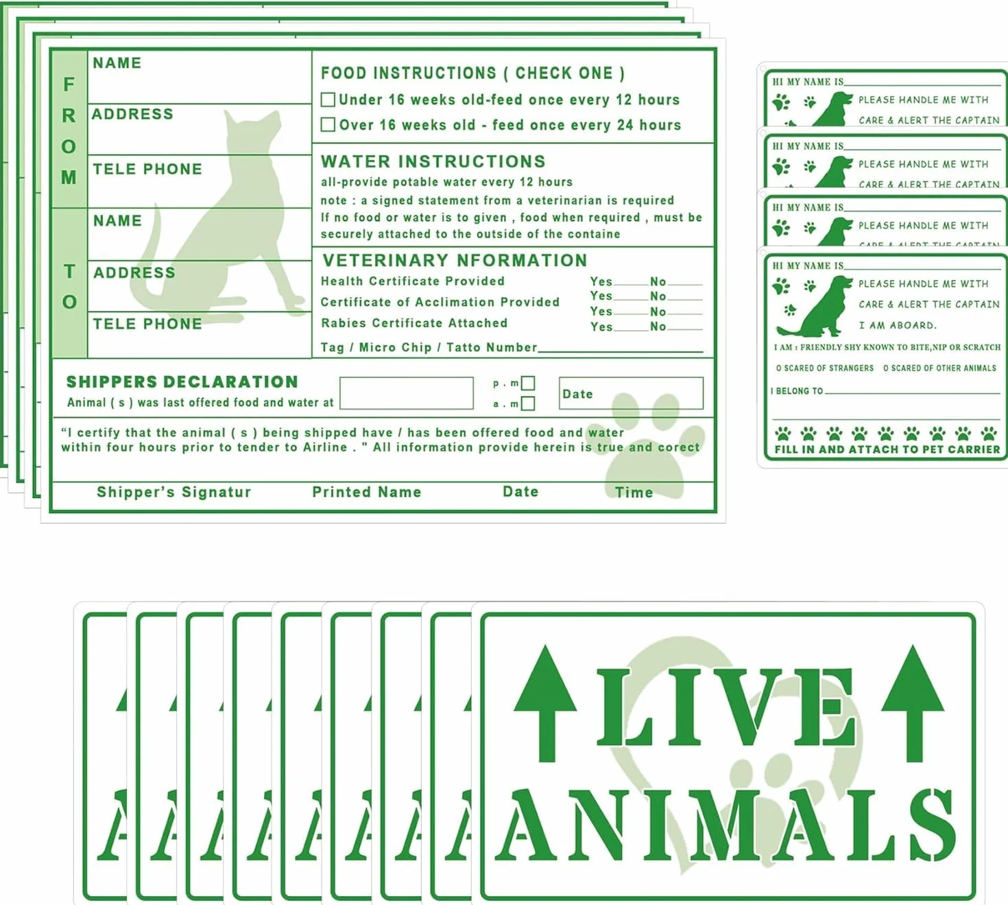 Live Animals Stickers with Arrow for Air Cargo Crate Shipping Handling Instruction Labels