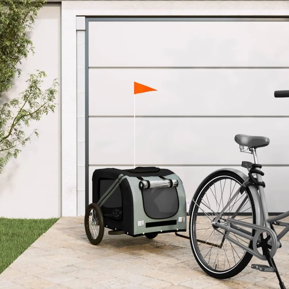 Remorque de vélo pour animaux de compagnie noir et gris