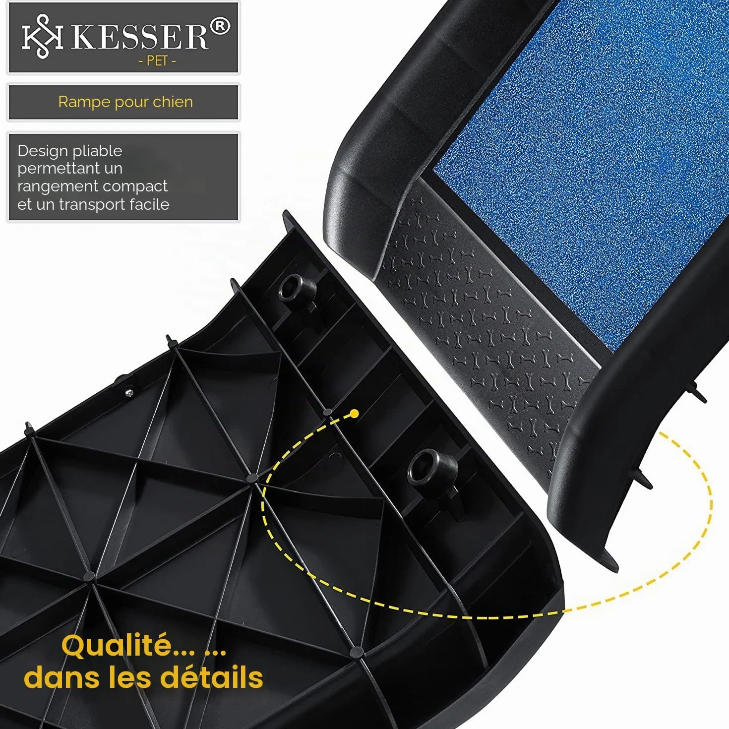 KESSER® Rampe pour Chien | Escalier pour Chien | Rampe Automatique pour Chien | Rampe de Coffre de Voiture Pliable automatiquement pour Animaux de Compagnie