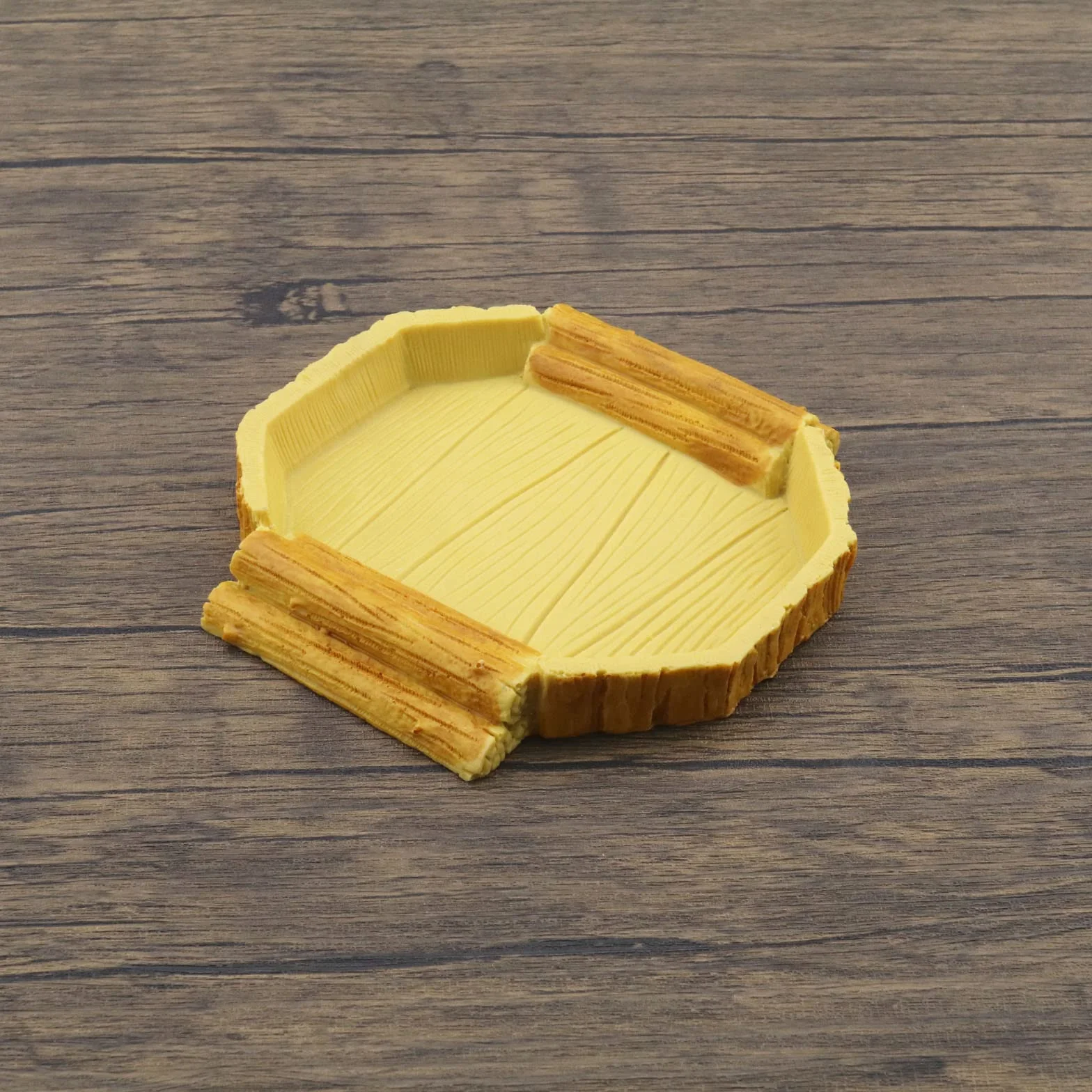 Bol à Eau Plat pour Reptiles 14.7x14x2cm Résine Jaune