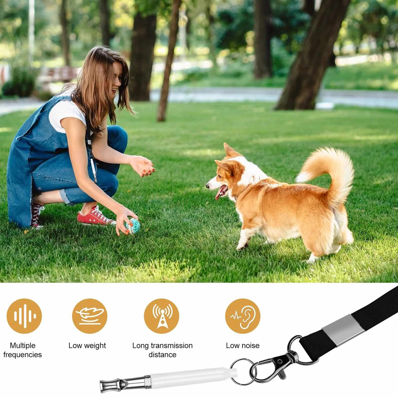 Sifflet Ultrason Chien Anti Aboiement avec Lanière, Haute Fréquence