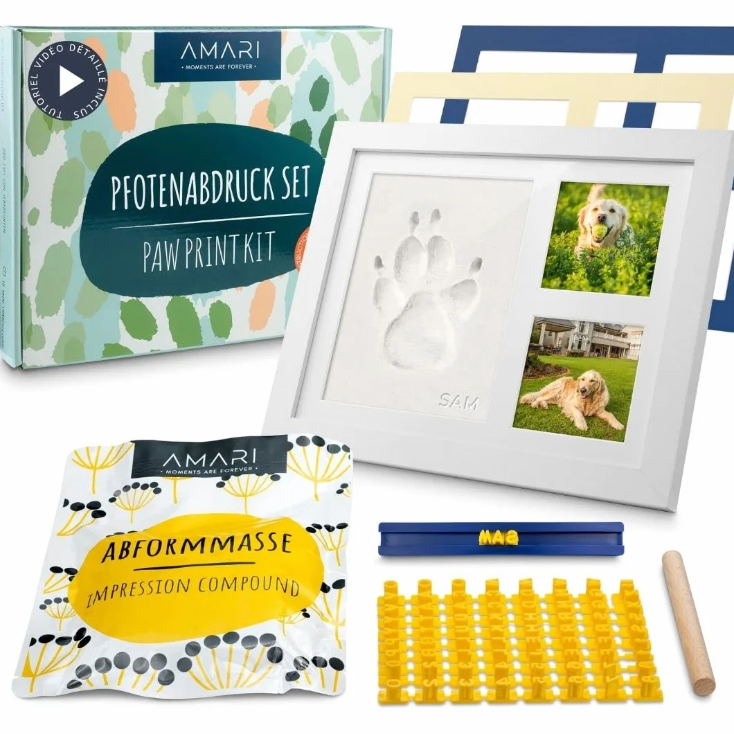 Cadre Photo en plâtre Animal de Compagnie avec Lettres et Chiffres – Empreinte Chien et Chat kit