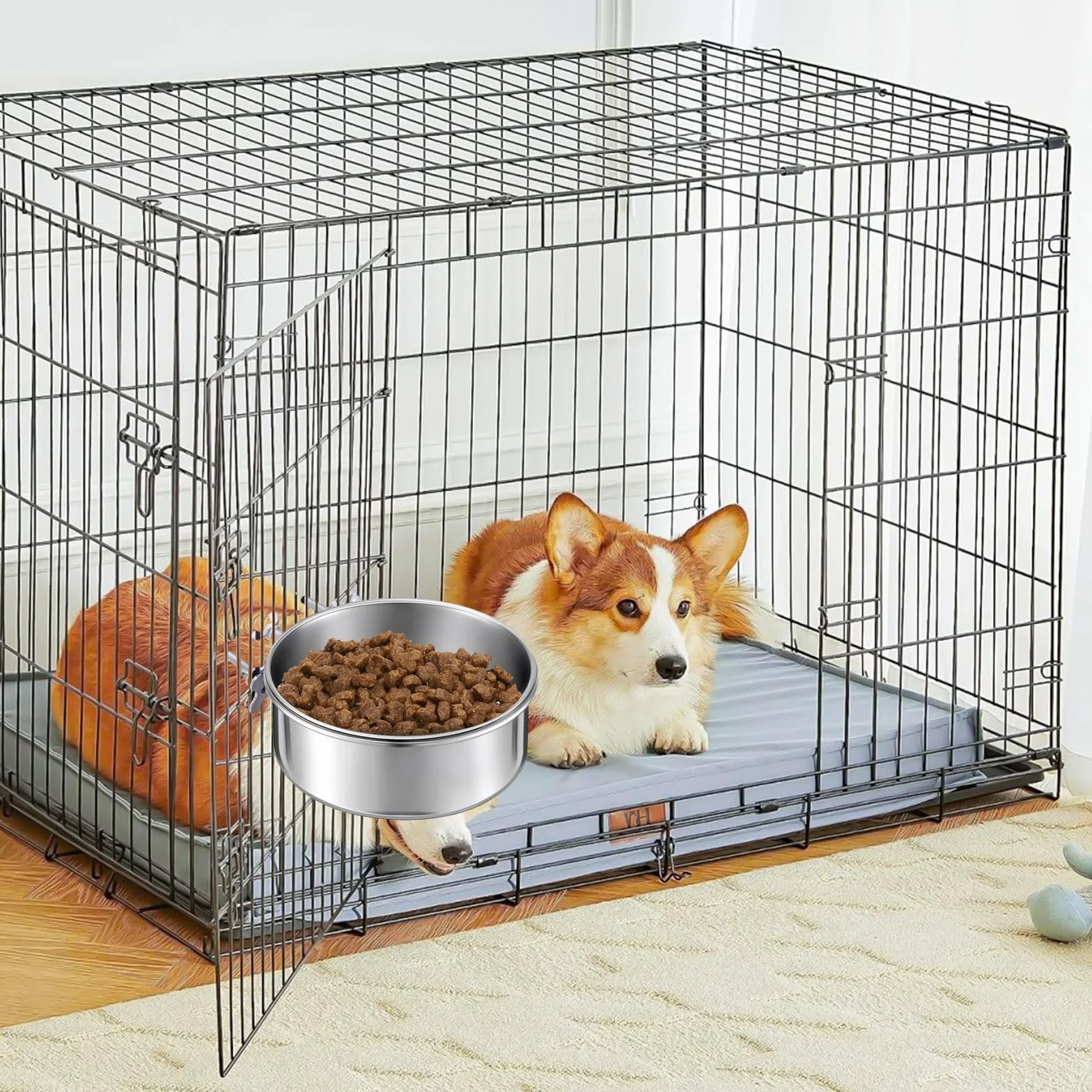 Gamelle à Suspendre pour Chien Chat Bol Acier Inoxydable Anti-Renversement Stable Durable