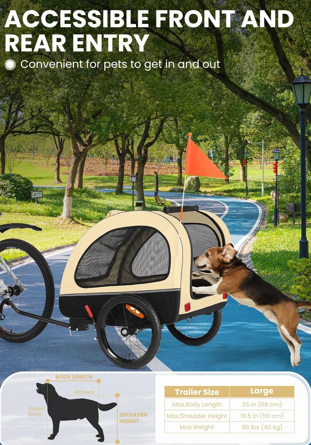 Remorque Velo Chien Transport pour Petits et Moyens Chiens Moins de 40 kg