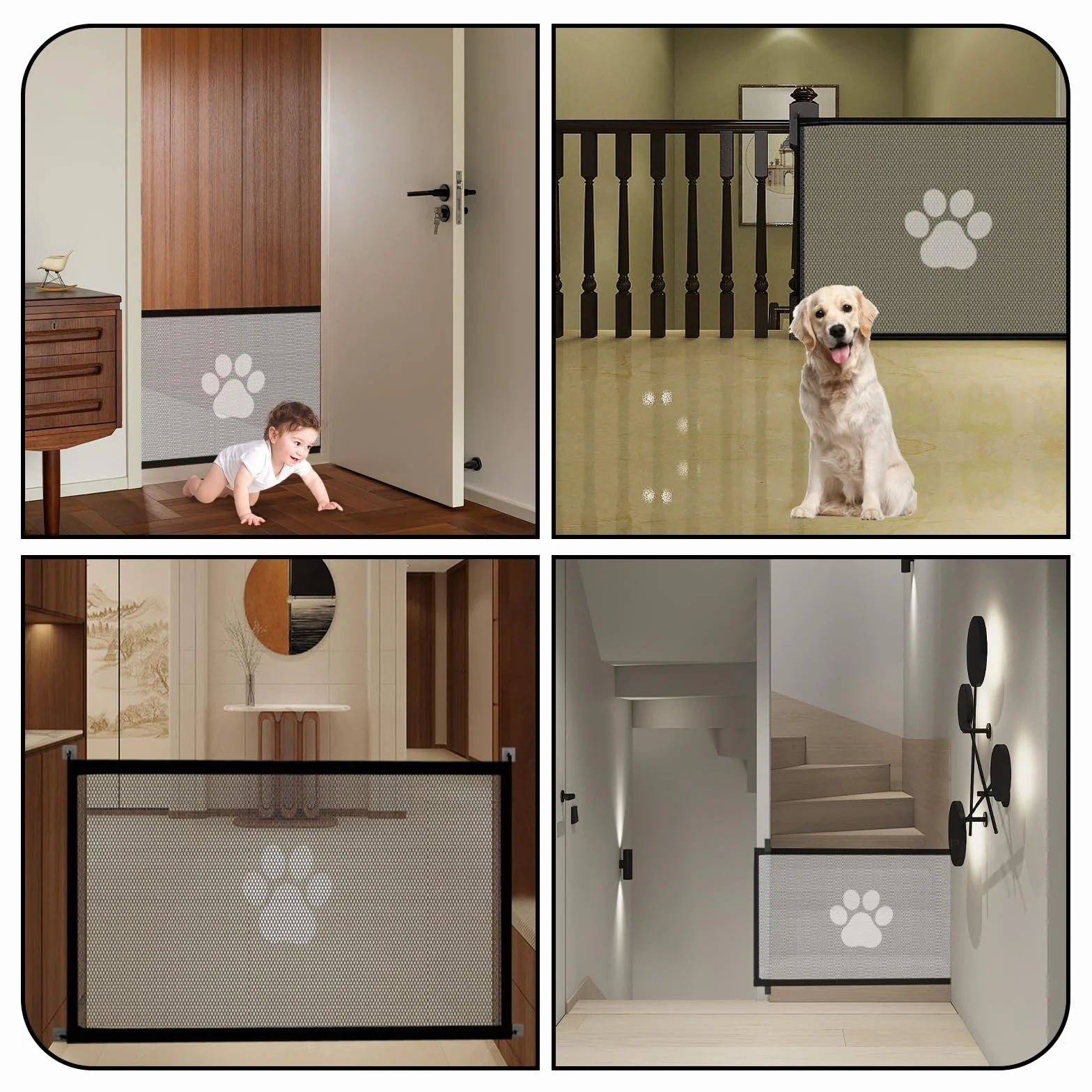 Barrière de Sécurité Chien 110x78cm Résistante Sans Percage Escaliers