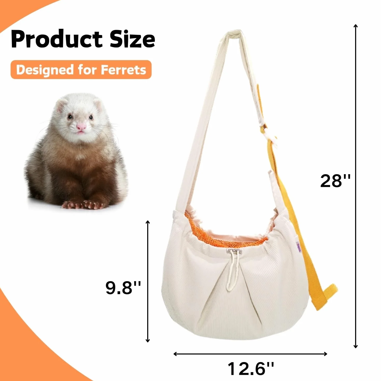 Sac de Transport en bandoulière pour Furet avec Sangle réglable Mains Libres