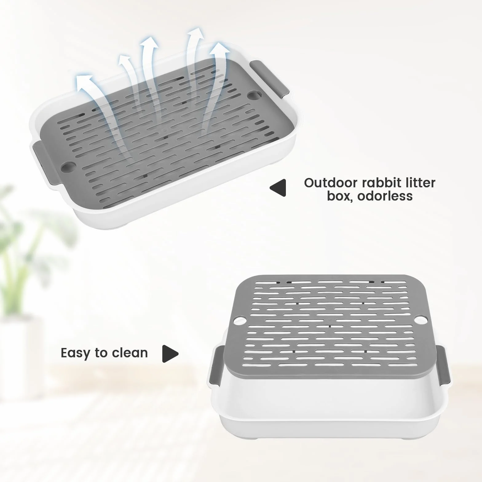 Litière pour lapin 27x18x4 cm grise avec pelle et grille