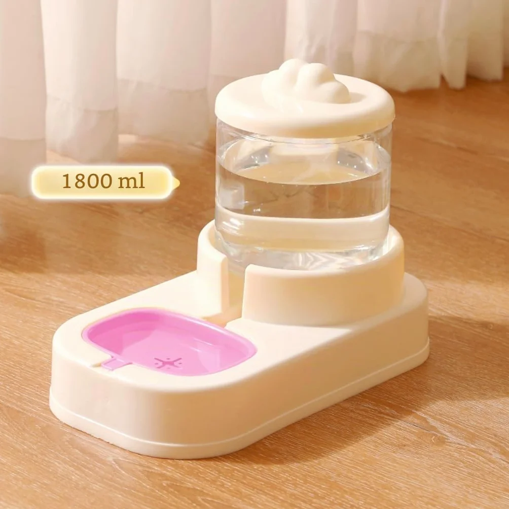 Gamelle Chat Automatique avec Distributeur d'Eau 2,2 l + 1,8 l Rose
