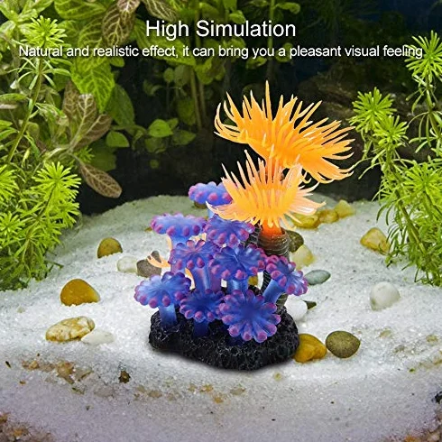 Corail Artificiel Anémone Lumineuse Silicone Décoration Aquarium