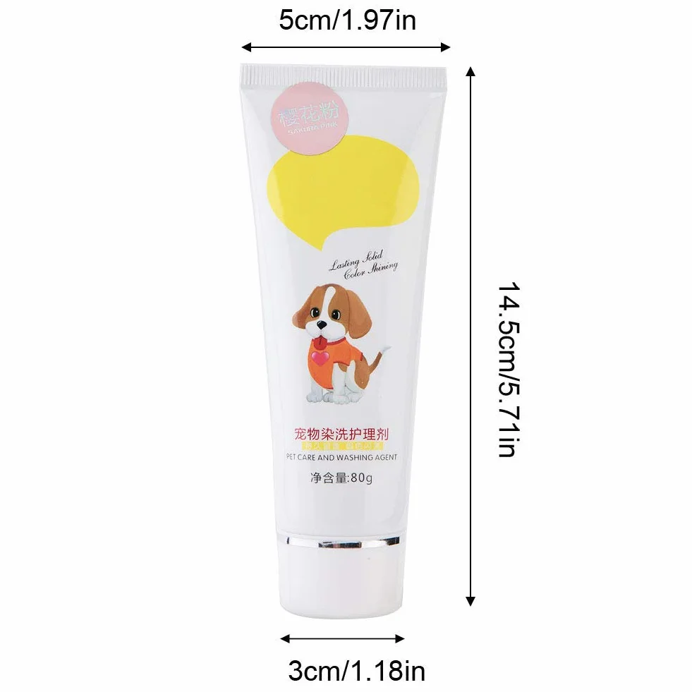 Haofy Gel Teinture Poils Chien 80g Pâte Colorante Poils Blancs Teinture Temporaire Chiens Chats Couleur Vive Rose