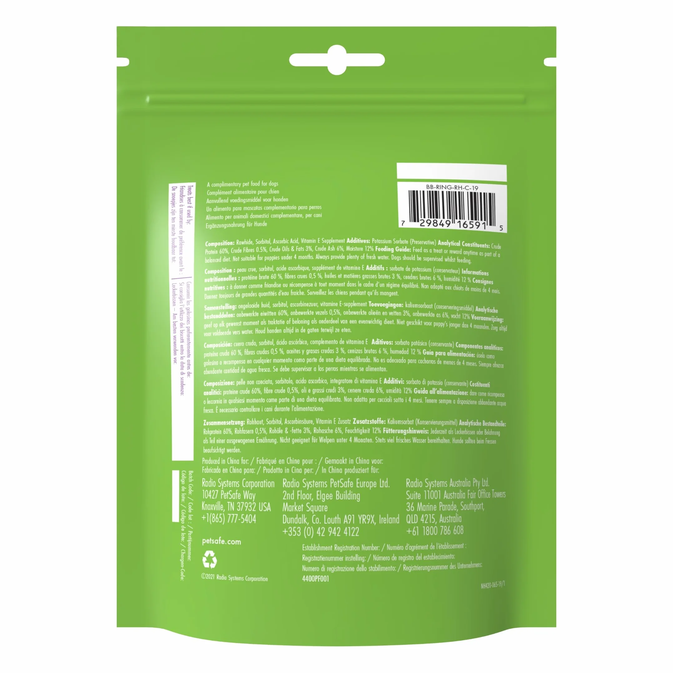 PetSafe Anneaux de Friandises en Peau de Bœuf pour Jouet Busy Buddy Chien, 16 Anneaux, Taille C