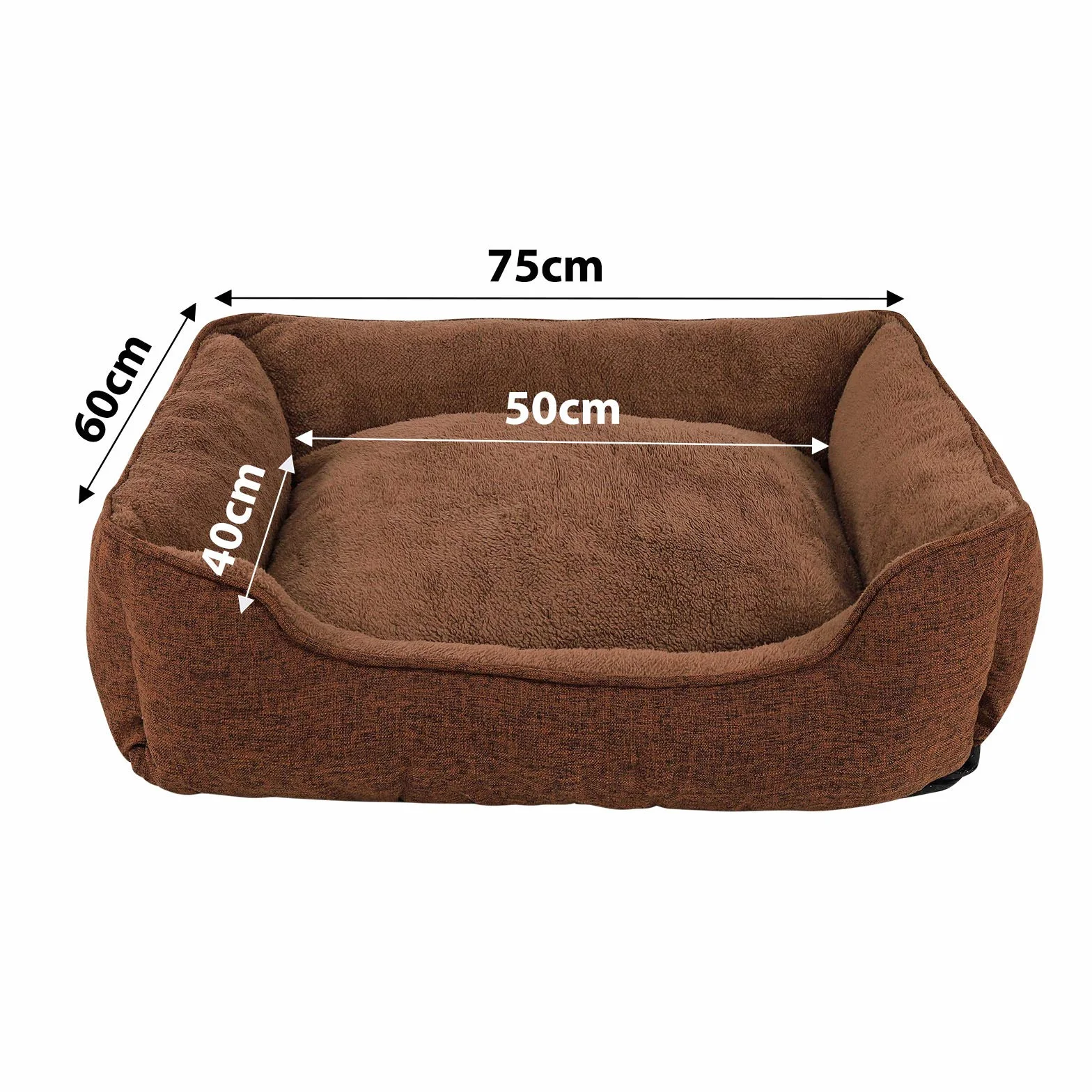 Lionto Panier Chien avec Coussin et Housse Amovible 75x60 cm Marron