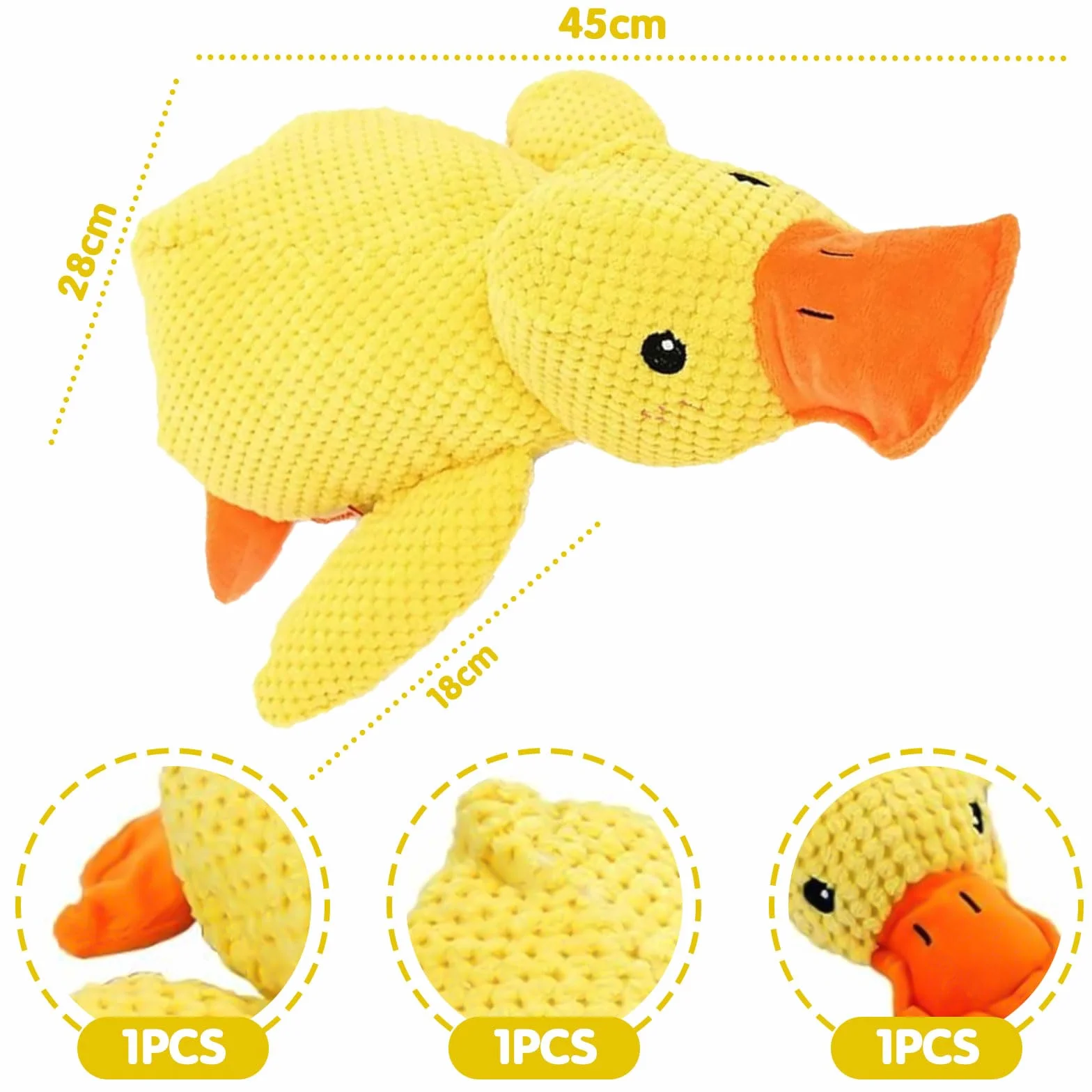 Jouet Canard Anti-Stress pour Chien, Sonore en Peluche, Calmant et Interactif