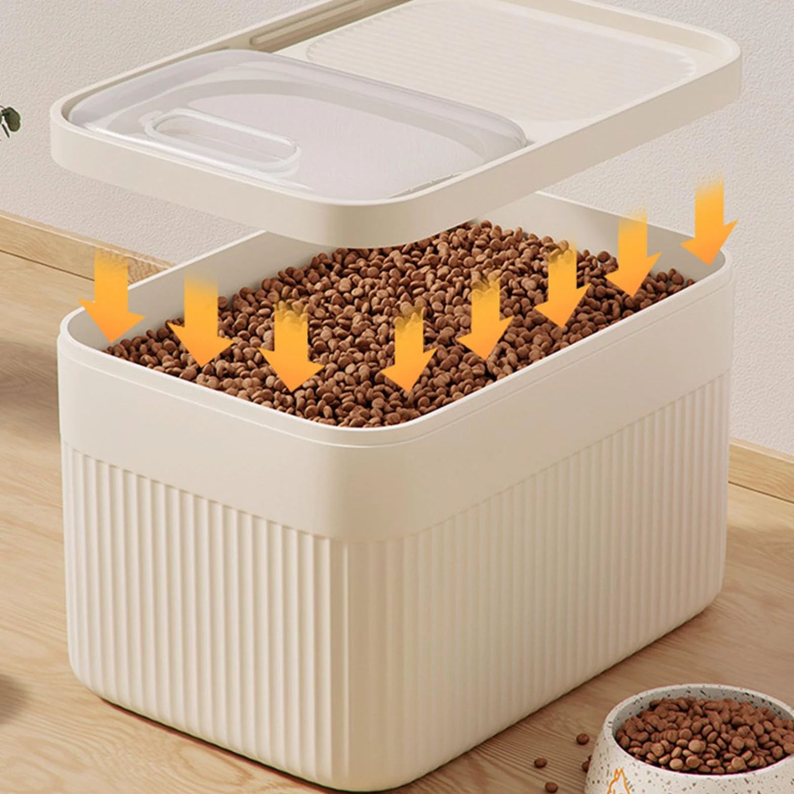 Générique Conteneur Croquettes Chien Chats 4Kg Rangement Hermétique Anti-Odeurs 24x17x18cm Blanc