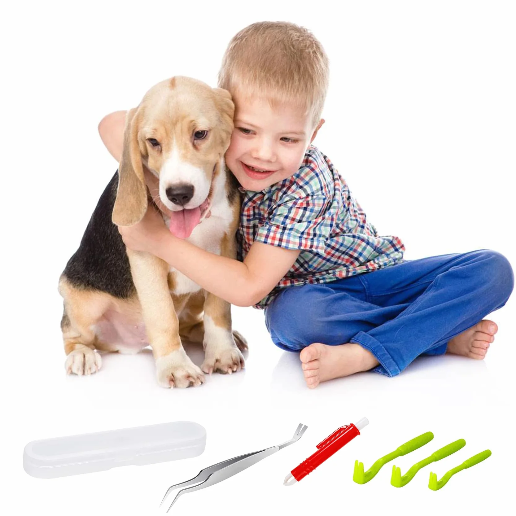 Pince Tique Crochet Acier Inoxydable Anti-Tique pour Chiens Chats 5pcs