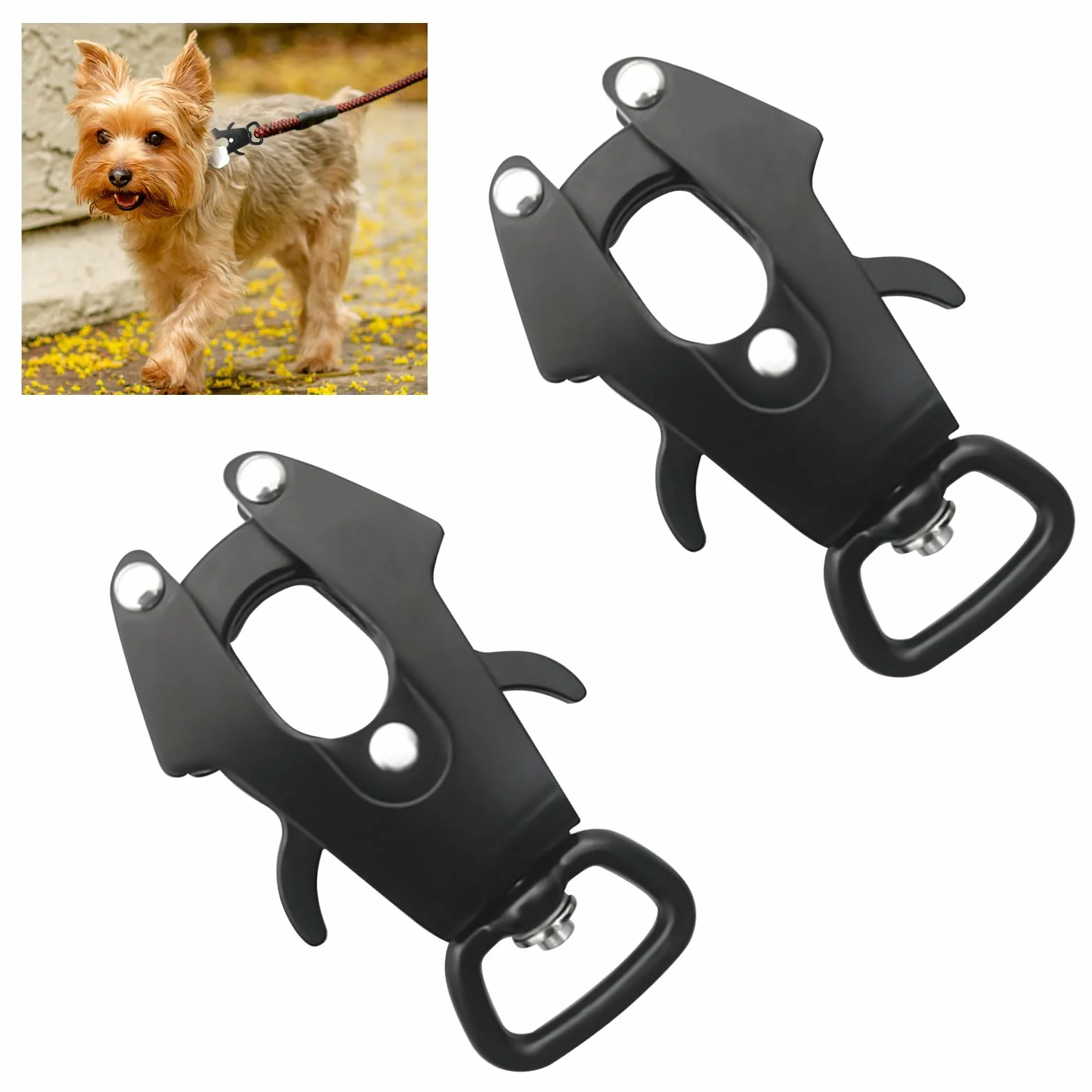 Frog Clip 2 Pack Espace Verrouillage en Aluminium Boucle de Laisse de Chien Boucle rotative à libération Rapide Boucle de chaîne de Chien résistant à la Rouille,Dia 25mm