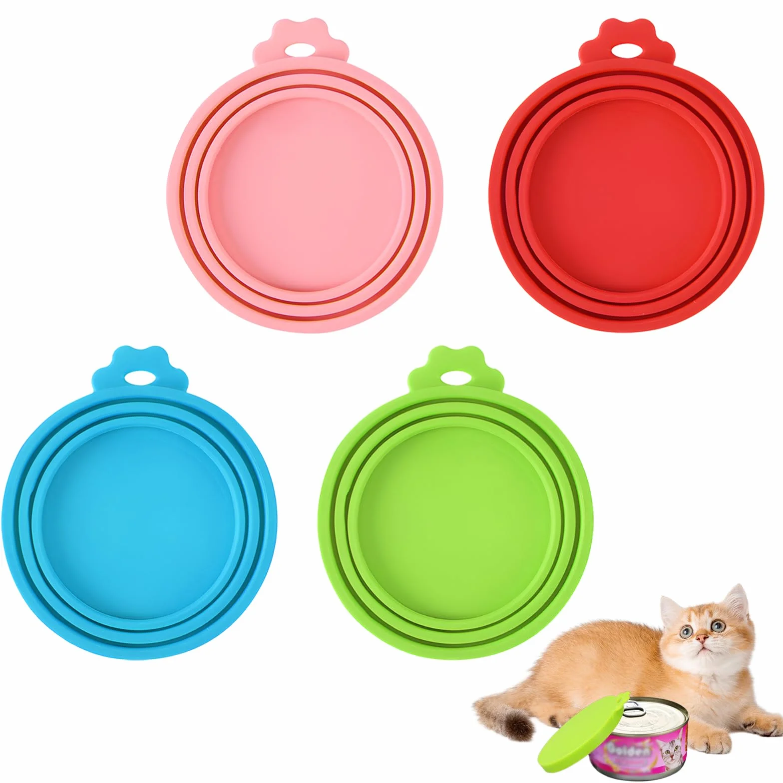 4 Pièces Couvercles Silicone de Conserve, Couvercles de Conserve pour Chien Chat Alimentaire Universels, Pet Food Can Lids, 3 en 1 Couvercle Boite de Conserve pour Le Stockage des Aliments