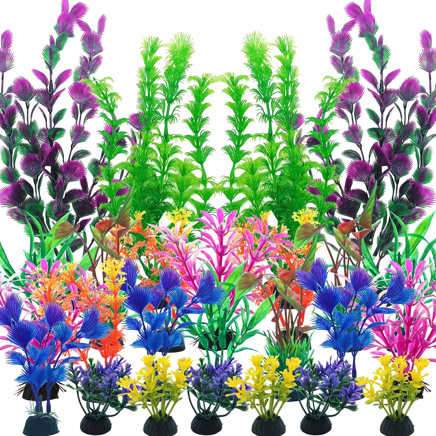 Plantes artificielles pour aquarium SLOCME Lot de 25, 6-30 cm, plastique coloré