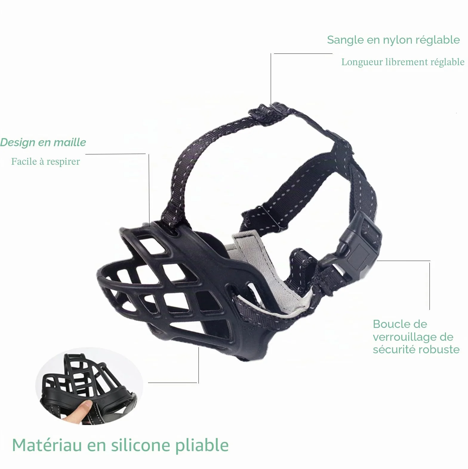 OHCOZZY Muselière pour Chien, Museau, Muselière Panier pour Petits, Moyens Et Grands Chiens avec Sangles Réglables (Taille 4,Noir)