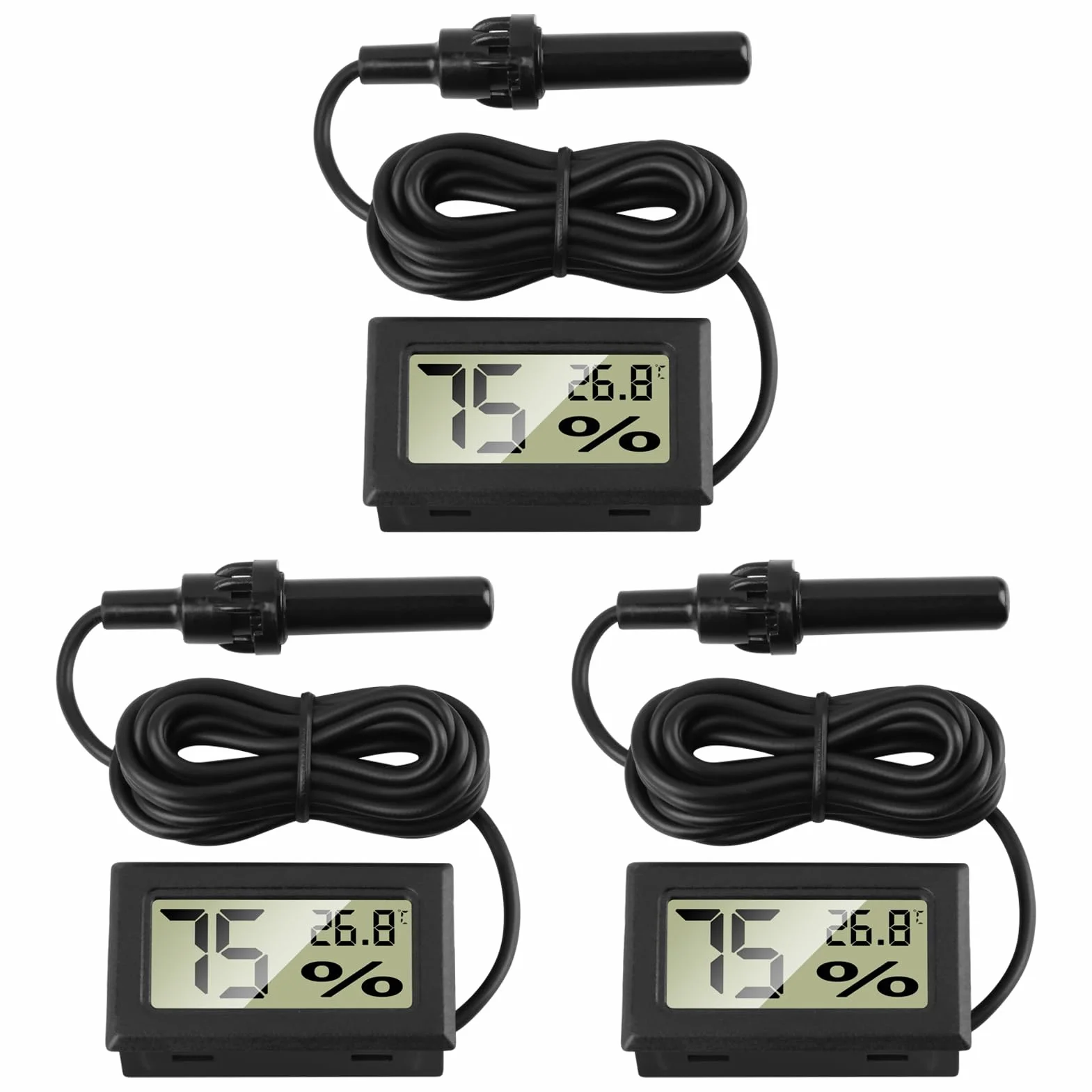 Thermomètre Hygromètre Numérique avec Sonde Externe -50 à 70°C 10 à 90% pour Aquarium Reptile Incubateur