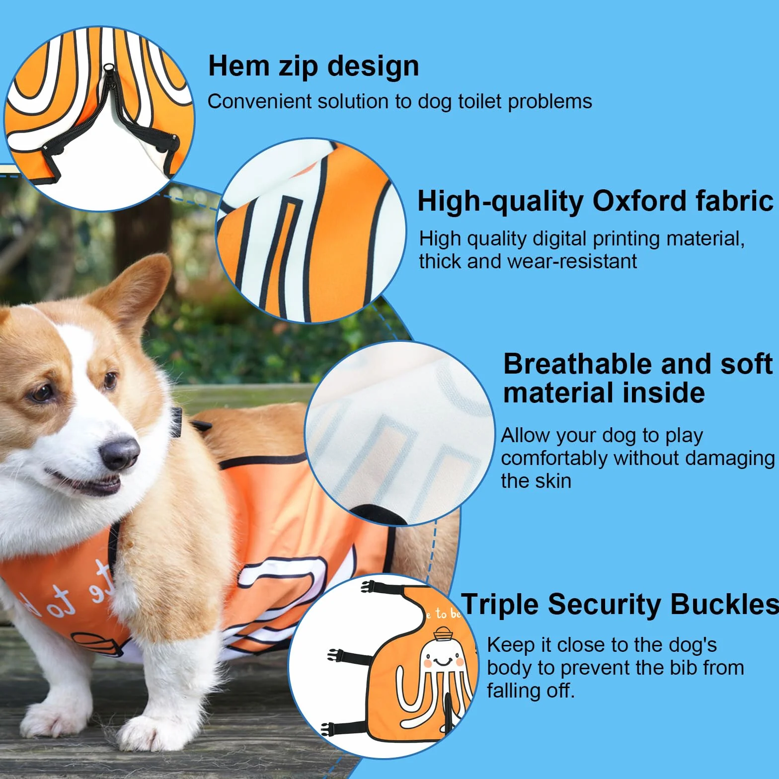 Protection ventrale imperméable avec boucles pour chien de petite, moyenne et grande taille (vert, taille M)