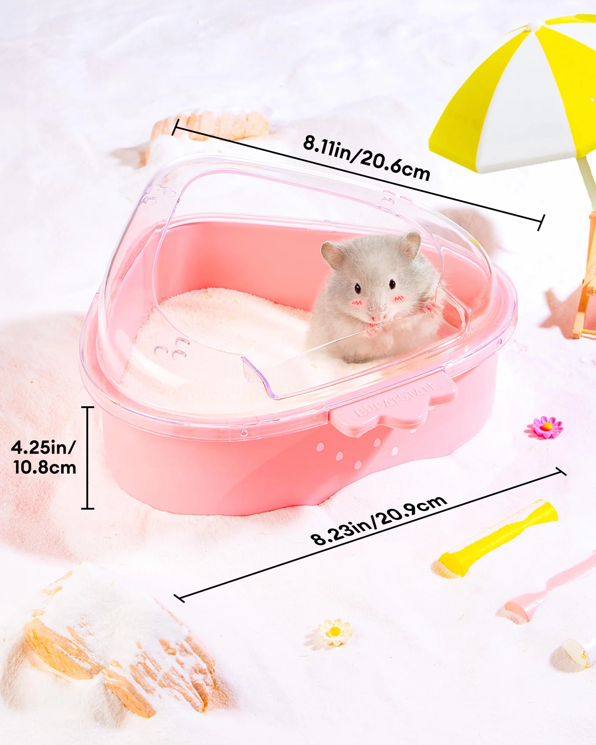 BUCATSTATE Bac à sable pour hamster - Bac à sable avec pelle - Pour chinchilla, ours dorés, gerbiers (rose solide)