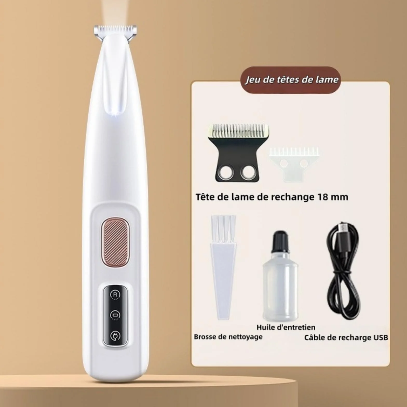Patounet Tondeuse de Précision pour Chat, Électrique Ultra-Silencieuse, Lames Hypoallergéniques Rechargeable