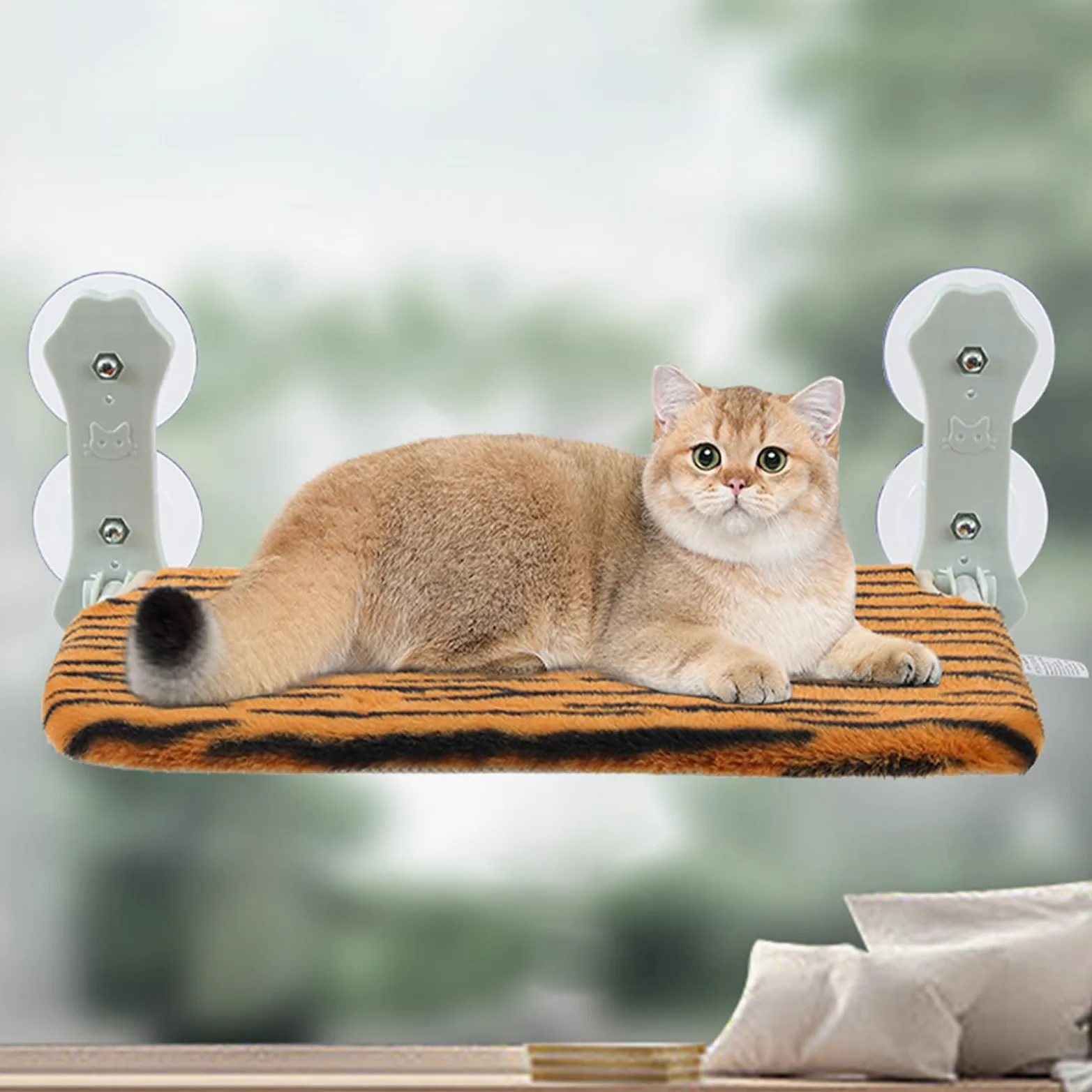 Perchoir De Fenêtre pour Chat Siège Pliable sans Cordon Doux Respirant | Couchette Avec Ventouses Puissantes Accroche Fenêtre Destiné Aux Animaux De Toutes Tailles En Intérieur Sur