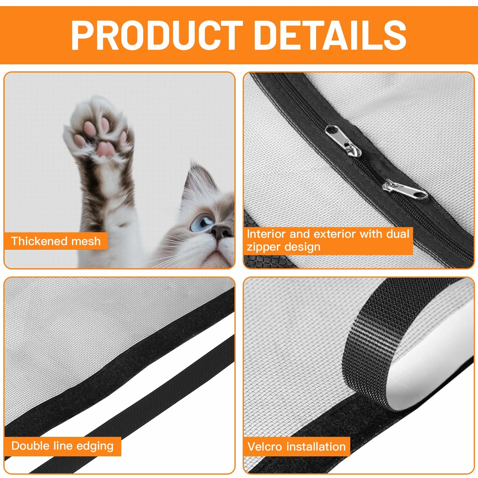 Porte moustiquaire pour Chat 80x200 cm avec Fermeture éclair