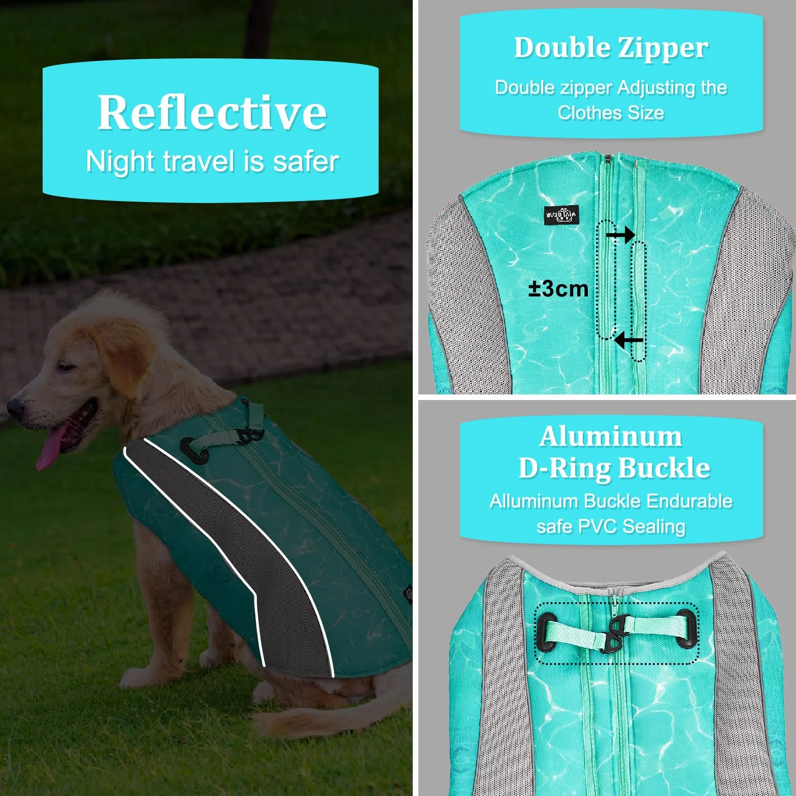 2 en 1 Manteau d'hiver pour Chien et Gilet rafraîchissant pour Chien, Veste de Harnais améliorée, Manteau rafraîchissant évaporatif Respirant pour Chiens pour Petits, Moyens et Grands Chiens
