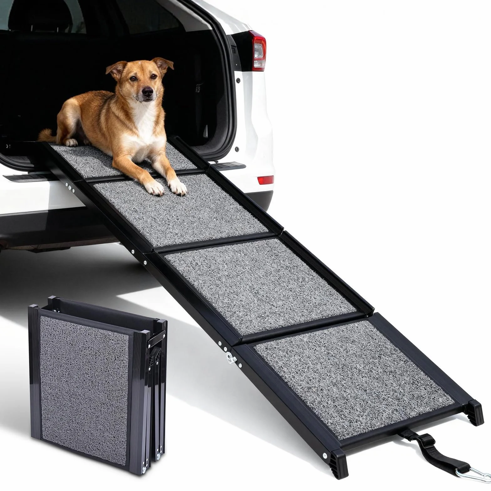 Rampe pour Chien Voiture 170×44 cm Pliable Capacité 70KG Antidérapante Escalier d'Accès