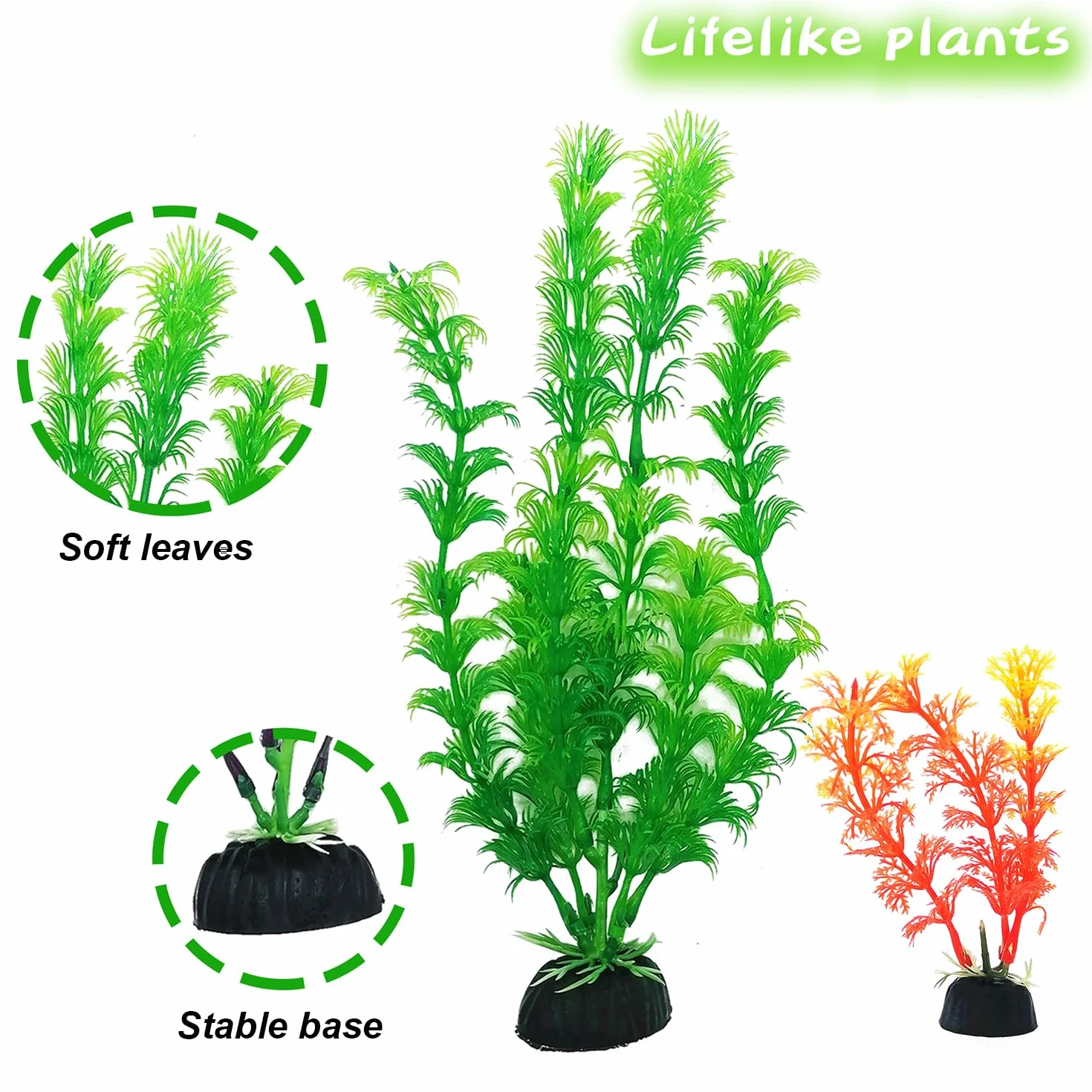 Plantes artificielles pour aquarium SLOCME Lot de 25, 6-30 cm, plastique coloré