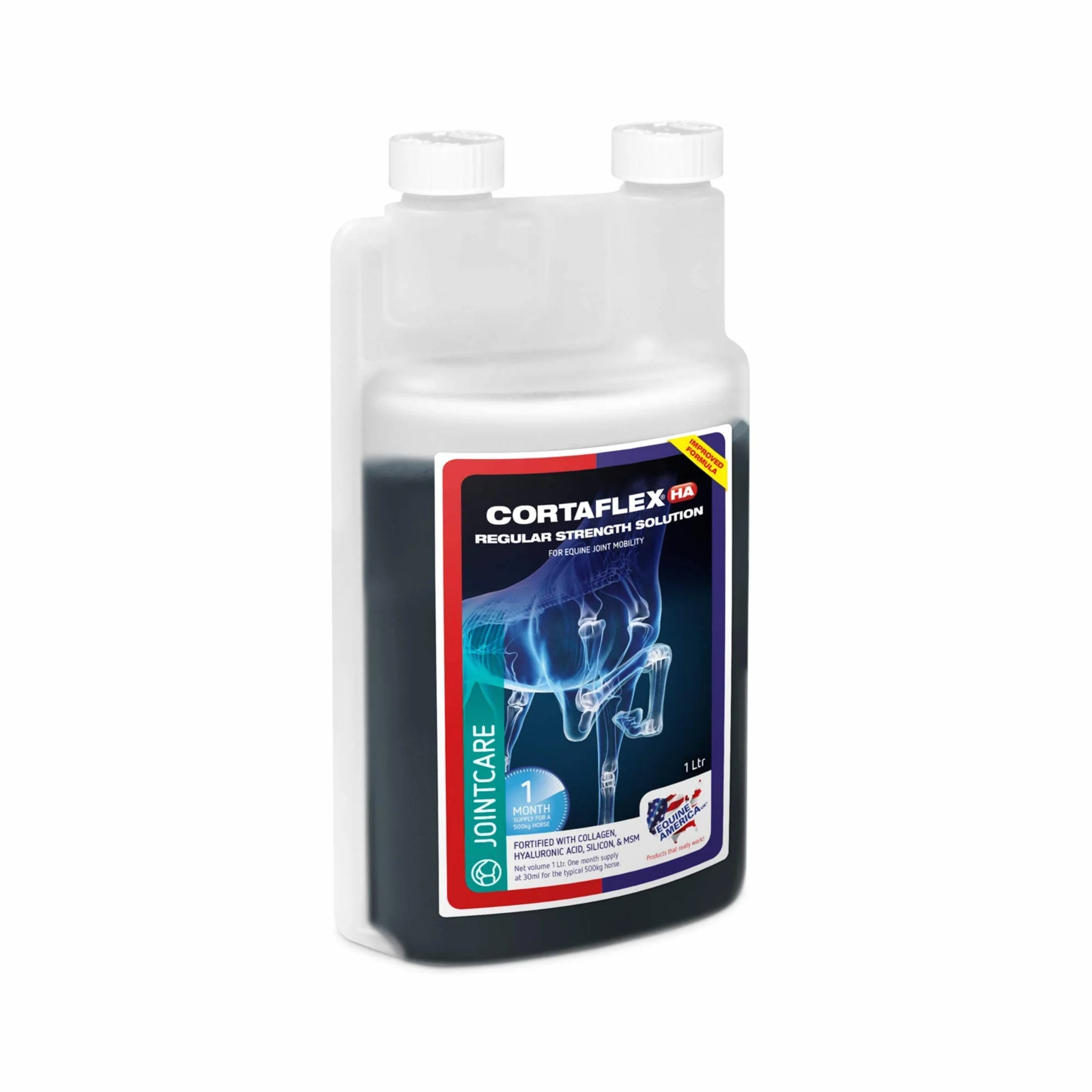 Cortaflex Equine America Solution d'amidon régulier 1 Litre Supplément Cheval Poney Soutien articulations mobilité