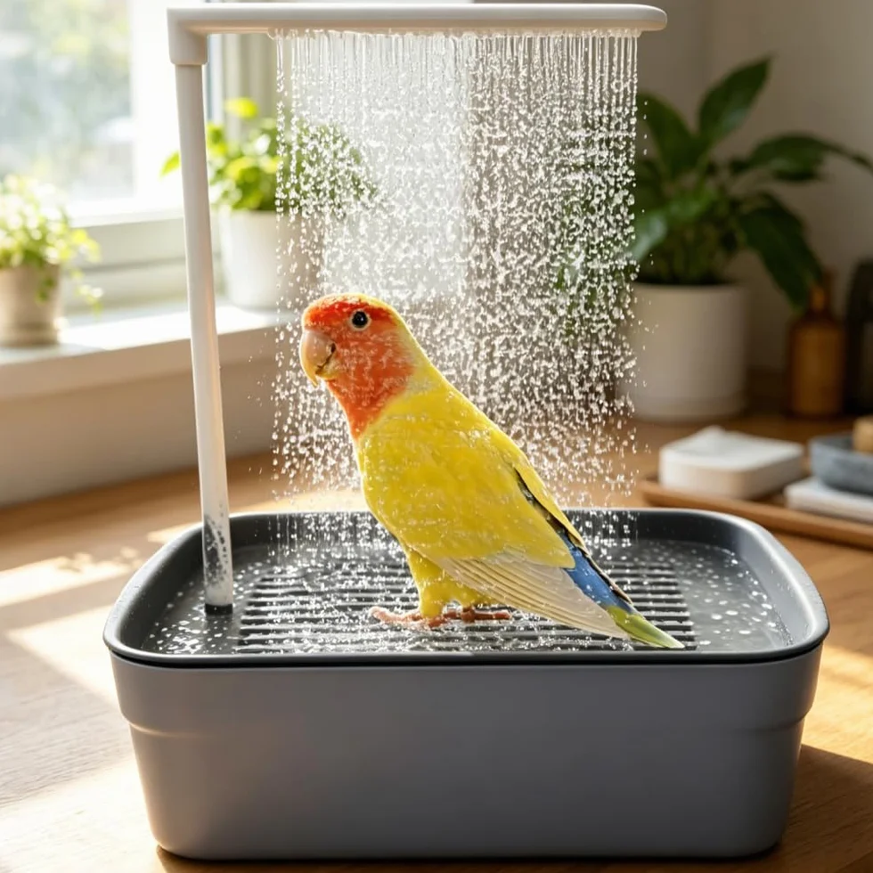 Baignoire Oiseaux Automatique Électrique avec Douche à Circulation Eau pour Perroquet