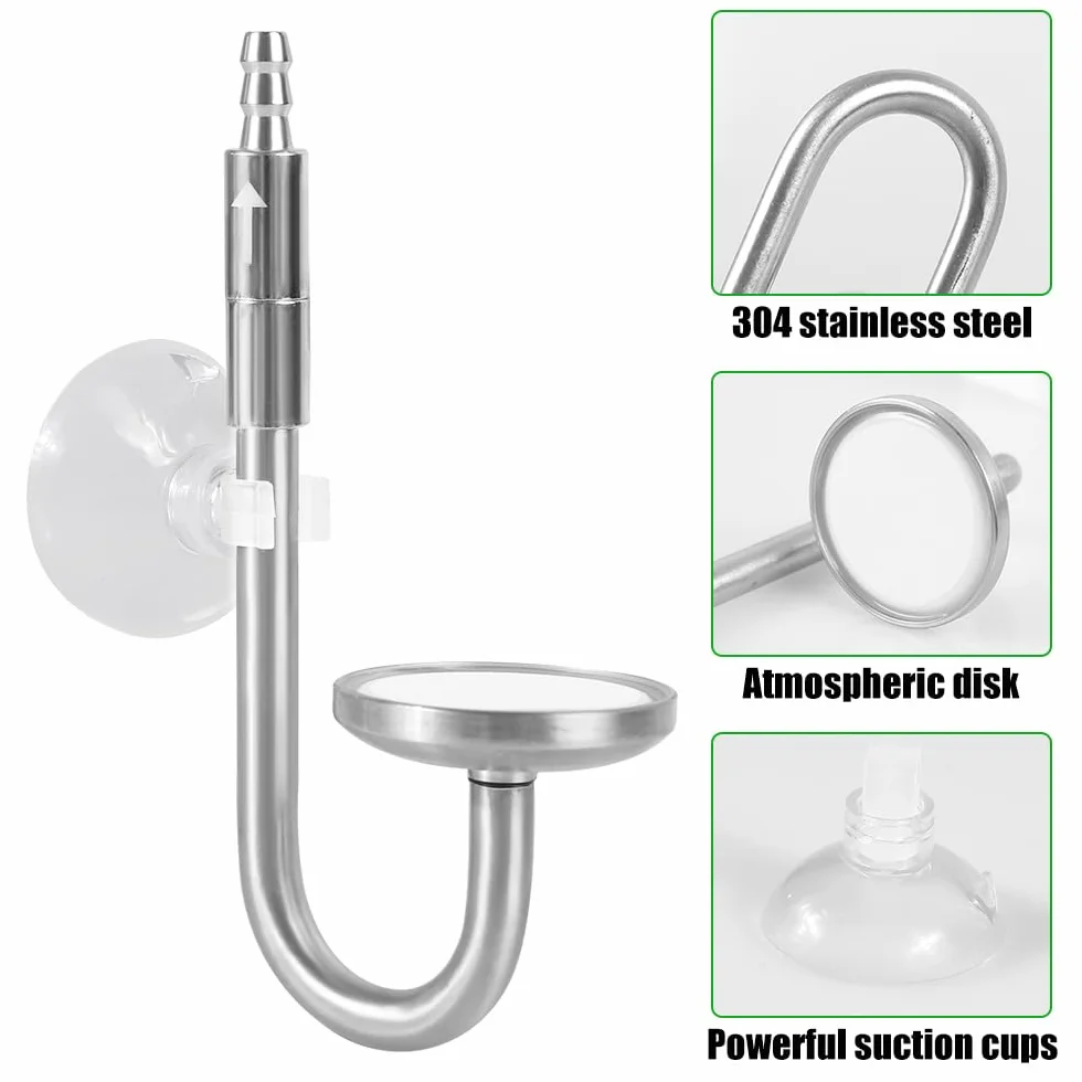 Atomiseur de CO2 en Acier Inoxydable pour Aquarium 4/6 mm avec Clapet Anti-retour