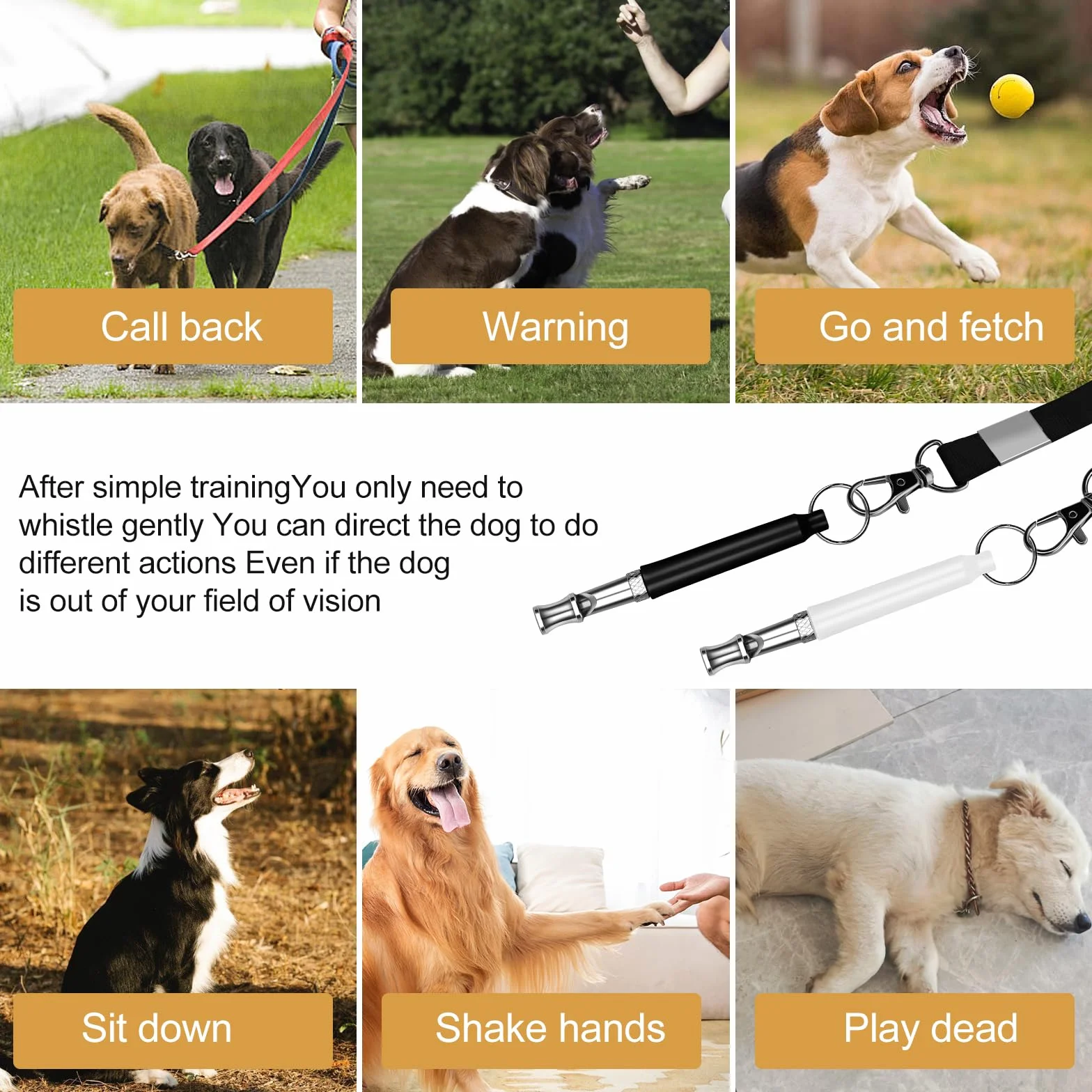 Sifflet Ultrason Chien Anti Aboiement avec Lanière, Haute Fréquence