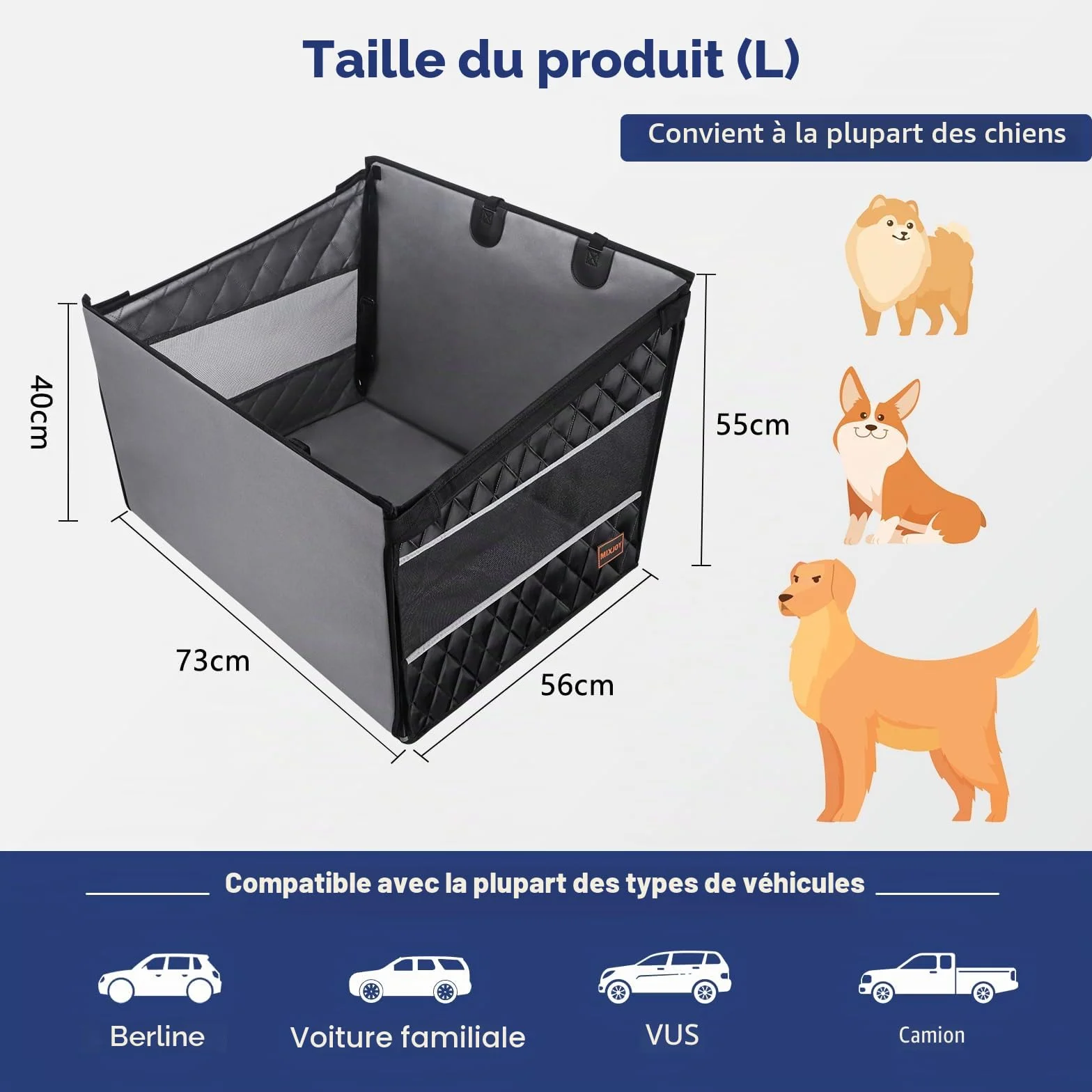 Siège Auto Chien pour Grande et Moyenne Taille en Voiture, Siège de Voiture pour Chiens avec Fenêtre de Visualisation,Pliable, Lavable en Machine, Compatible avec Tous Véhicules