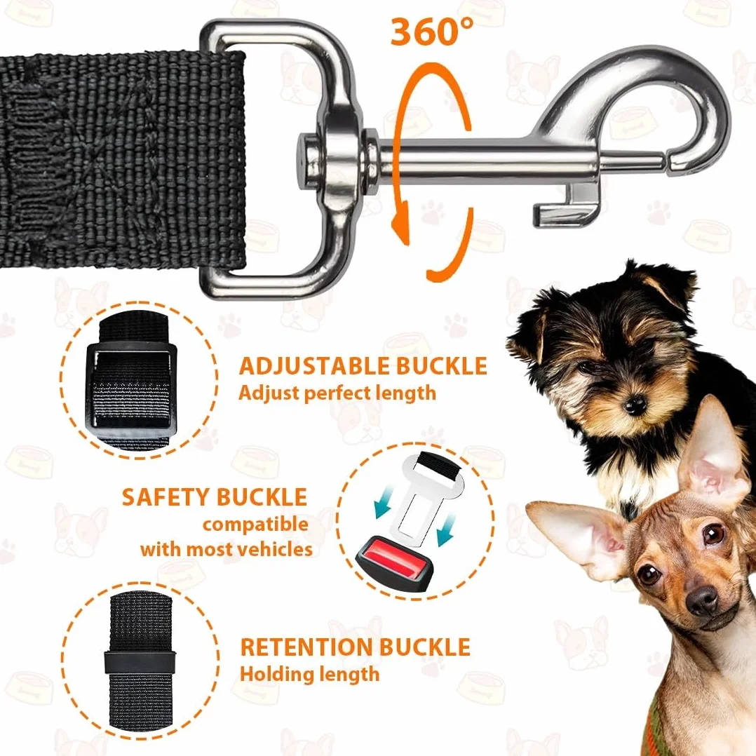 Ceinture Chien Voiture,3 Pièces Ceinture Voiture Chien,Ceintures Securite Chiens Voiture,Ceintures Securite avec Absorption des Chocs et Mousqueton,pour Chats et Chiot