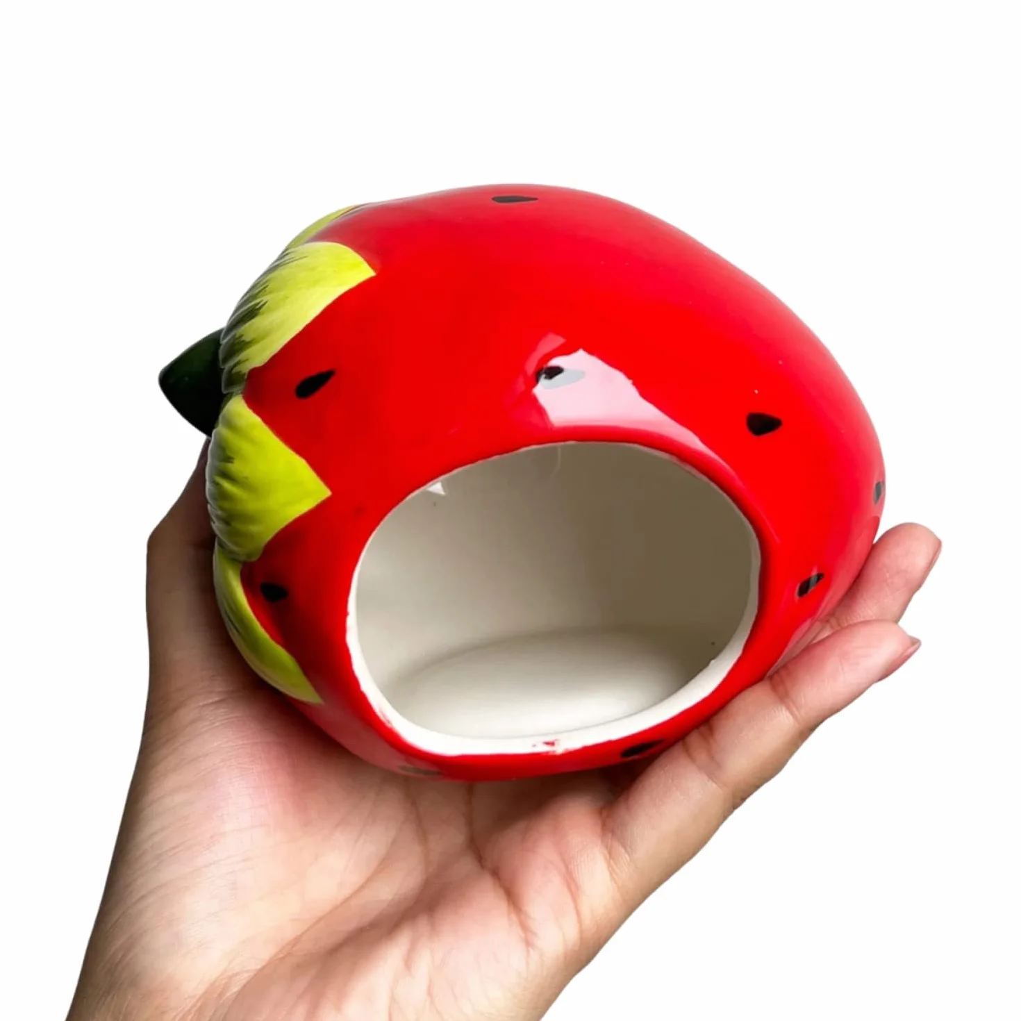 LATRAT Maison en Céramique en Forme de Fraise pour Animaux de Compagnie, Jolie Maison pour Hamster