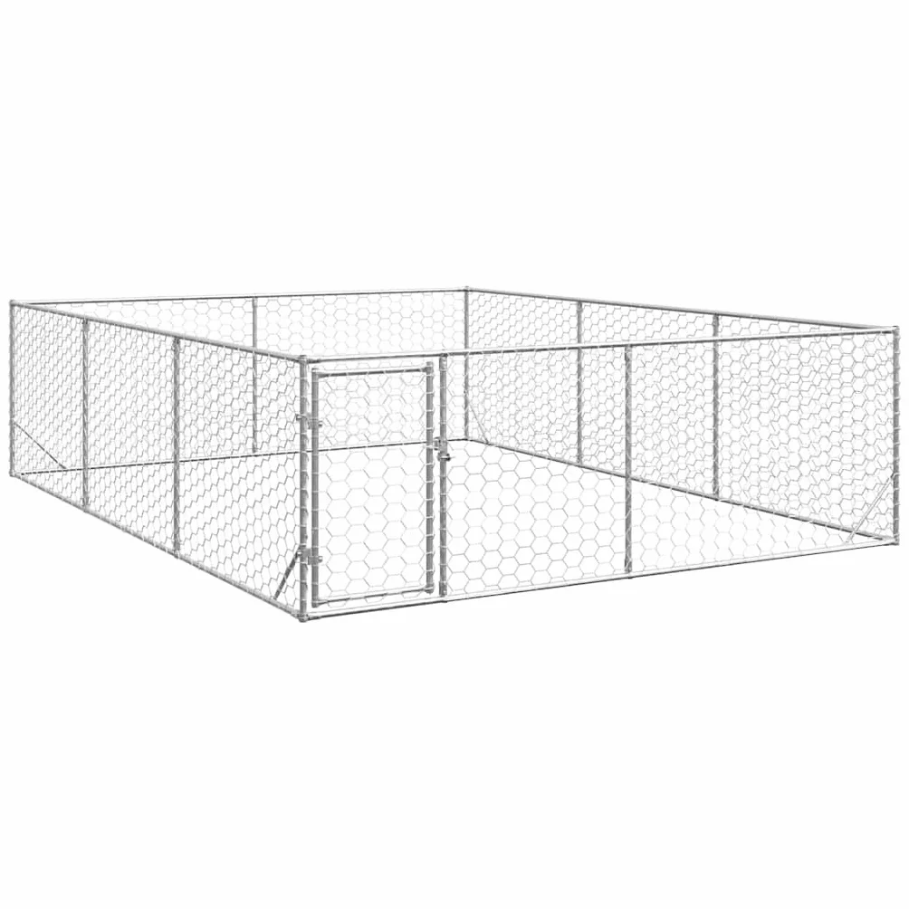 vidaXL Niche d'extérieur pour Chien avec Porte, Acier galvanisé, 3 x 4 x 1 m