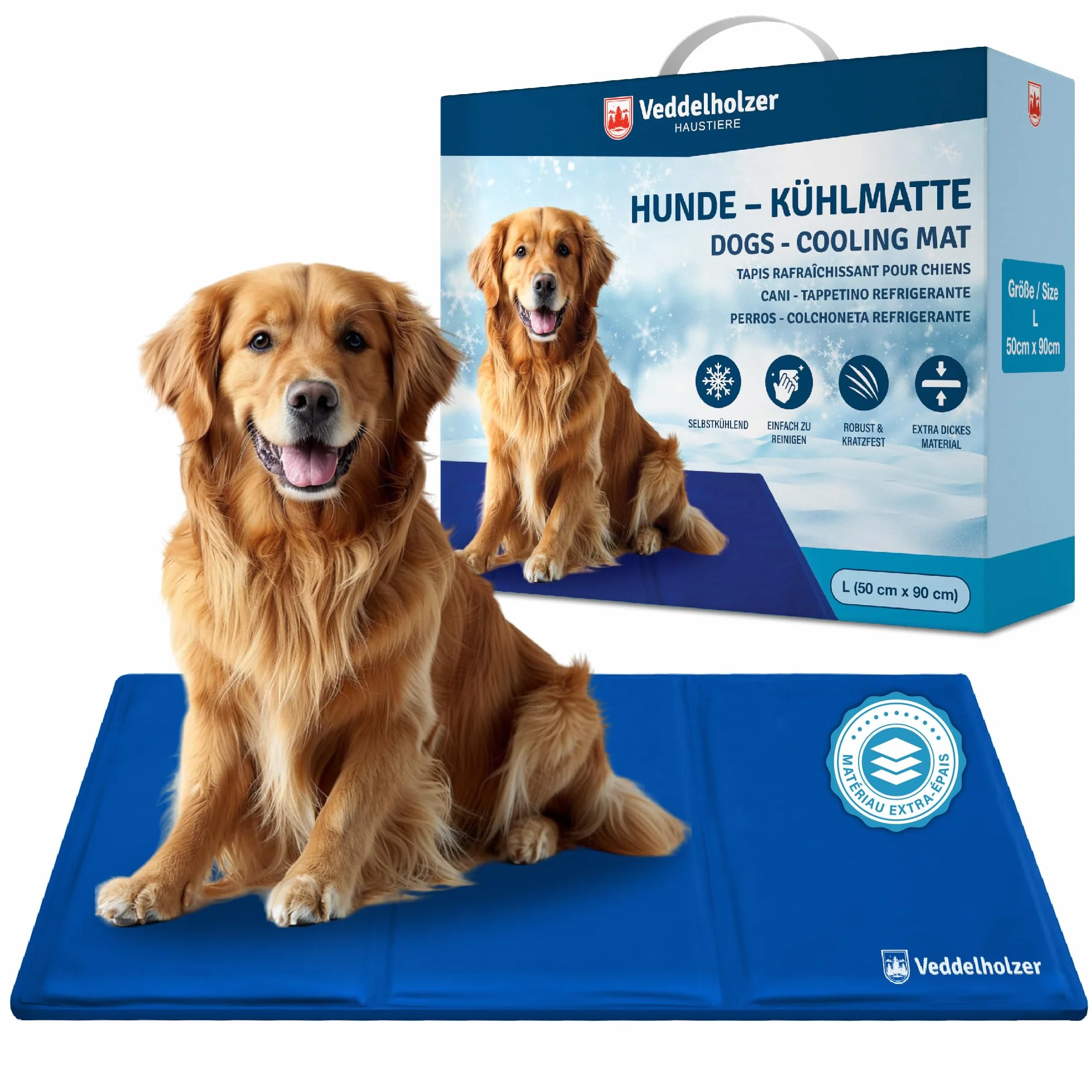 Tapis rafraîchissant pour chien extra épais, auto-refroidissant, résistant aux rayures