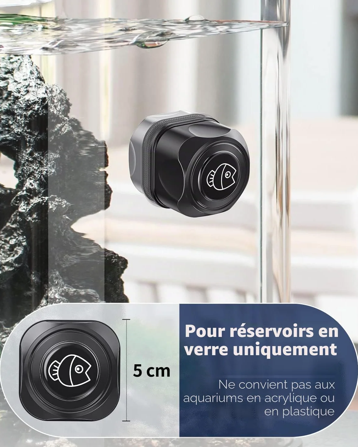 Pawfly Brosse Magnétique pour Aquarium en Verre 5 cm Nettoyage Flottant jusqu'à 120 L